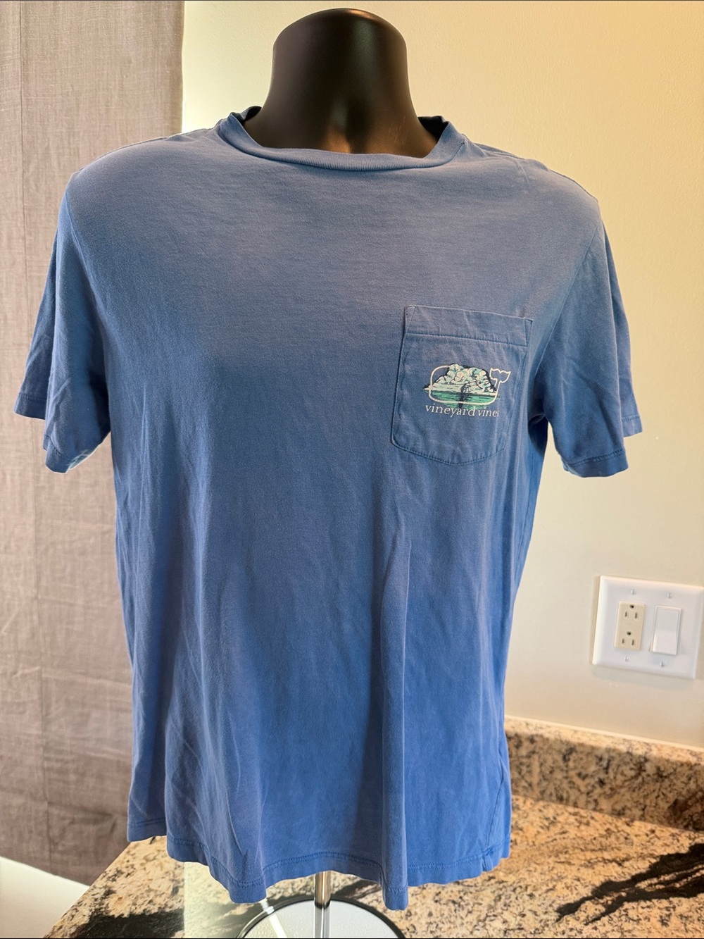 Vineyard Vines Light Blue Short Sleeve Pocket Tee with Whale Patch